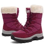 Maxome Snow Boots Womens Winter Boots Fur Lined Waterproof Walking Boots Lightweight Outdoor Ankle Boots Ladies Warm Shoes Anti-Slip Mid Calf Boots Girls Red