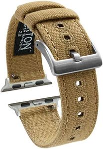 BARTON WATCH BANDS - Khaki Tan Canvas Watch Bands Compatible with Apple Watch Models - 1, 2, 3, 4, 5, 6, 7, 8, 9, 10, SE, Ultra & Ultra 2 - (38mm/40mm/41mm)