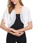 Aottori White Bolero Cardigan for Women Summer Shrug Jacket Ladies Short Sleeve Cropped Chiffon Cardigans UK White L