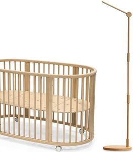 Lanttoe Wooden Floor-Standing Crib Mobile Arm Pro 61 Inches for Baby Nursery-Movable Baby Mobile Hanger with Strong Anti-Dumping Attachment-100% Natural Beech Wood-Thicker Wooden Pole-UpgradeThickened
