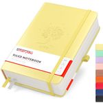 Smarpau Notebook A5 Lined Journal - Hardcover Leather Journal with 320 Pages 100gsm Thick Paper, College Ruled Journal Notebook for Women Men Writing School Office, 14.5 x 21cm - Yellow