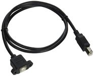 C2G 28074 Panel-Mount USB 2.0 B Female to B Male Cable, Black (3 Feet, 0.91 Meters)