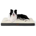 Bedsure Large Dog Bed Washable - Orthopedic Dog Bed and Mattress Mat for Dog Crate with Removable Plush Sherpa Cover, White, 91x69x7.6cm