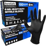 [100 Pack] SURESAFE Industrial Grade 6 Mil Black Gloves Disposable, Nitrile Gloves Medium, Latex Free Disposable Gloves, Mechanics Gloves, Cleaning Gloves, Cooking Gloves, Kitchen Gloves