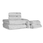 Egyptian Cotton 8-Piece Solid Towel Set, Washcloths 13” x 13”, Hand Towels 16” x 30”, Bath Towels 30” x 54”, Silver, by Superior