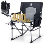 EVER ADVANCED Camping Directors' Chair with Side Table, Portable Folding Chair with Compact Size, Heavy Duty Lawn Chair with Pocket for Camping, Lawn, Sports and Fishing, 350lbs, Black