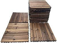 36 Pack Hardwood Interlocking Patio Deck Tiles, Wood Flooring Tiles,12" × 12" Tiles,Outdoor Waterproof