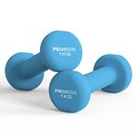 PROIRON Neoprene Dumbbell Weights Pair for Women 1kg 1.5kg 2kg 3kg 4kg 5kg 6kg 7kg 8kg 10kg, Arm Hand Exercise Weights (Light blue-2 x 1KG)