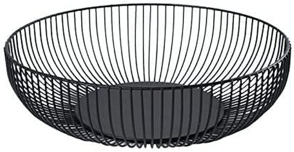 Black Metal Wire Fruit Basket Bowl for Kitchen,Living Room,Office - Large Decorative Centerpiece to Display Fruit, Vegetables, Bread, Candy, Household Items Or Use As A Gift Basket