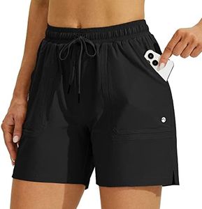Willit Women's 5" Hiking Shorts Golf Athletic Outdoor Shorts Quick Dry Workout Summer Water Shorts with Pockets Black L
