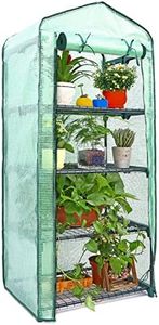 AMOS 4-Tier Greenhouse, Portable Outdoor Planter Stand with Removable Waterproof PE Roll-Up Cover, 158 x 49 x 69 cm