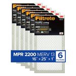 Filtrete 16x25x1, AC Furnace Air Filter, MPR 2200, Healthy Living Elite Allergen, 6-Pack