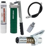 LockNLube Spin-On Lever Grease Gun Kit. Includes: 1 Tube Grease, The Grease Coupler Plus a Heavy-Duty 20" Grease Hose and in-line Hose Swivel.