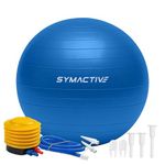 Amazon Brand - Symactive Swiss Ball with Foot Pump | Anti-Burst | for Men & Women | for Workout, Yoga, Pilates, Pregnancy & Balance (Blue, 85 cm)