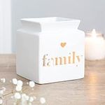 RAJX Family Cut Out Wax Burner, Novelty Ceramic Gifts for Mum, Essential Oils and Wax Warmer, Fragrance Scented Melter & Aromatherapy Candle Holder for Mothers Day Decorations (Family White)