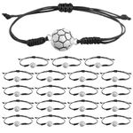 NQEUEPN 20pcs Football Bracelets, Braided Rope Football Charm Bracelets for Boys Girls, Adjustable Sport Bracelet Soccer Party Favors Unisex Jewelry for Sport Team Players Coaches