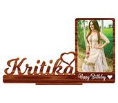 GiftsWale Wood Happy Birthday Customized Tabletop Rectangular Photo Frame With Name | Best Gift For, Birthday, Friend, Sister, Girlfriend, Boyfriend. Husband, Wife, Teacher, Brown