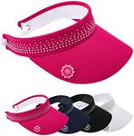 Surprizeshop Womens Golf Crystal Visor | Telephone Wire | Built in Magnet | Ball Marker | Multiple Colors | Golf Visor (Pink)