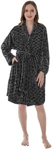 PAVILIA Dark Gray Womens Robes Lightweight, Knee Length Plush Fluffy Shower Bathrobe for College Dorm Ladies, Soft Fuzzy Cozy with Pockets, S/M