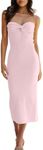 LILLUSORY Women 2025 Summer Spring Corset Bodycon Midi Vacation Sun Dresses Sexy Baby Bridal Shower Wedding Long Maxi Beach Graguation Birthday Party Cocktail Cute Clothes Trendy Outfits LightPink S