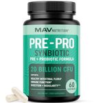 Probiotic and Prebiotic Capsules | Synbiotic Gut Health & Bloating Support for Women & Men | Enzymes with Pre and Probiotics for Gut Health Supplements | 20 Billion CFU | Non-GMO, Vegetarian | 60 Ct