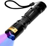 UV Flashlight Black Light- 365nm 395nm Ultraviolet Flashlight， Handheld Blacklight Torch Woods Lamp for Pet Urine Stains Detection, Rocks & Minerals, UV Glue Curing, Scorpions Finder and Uranium Glass