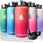 HYDRO CELL Stainless Steel Insulated Water Bottle with Straw - For Cold & Hot Drinks - Metal Vacuum Flask with Screw Cap and Modern Leakproof Sport Thermos for Kids & Adults (White 32oz)