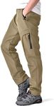 Jessie Kidden Waterproof Hiking Trousers Mens, Outdoor Snow Ski Fishing Walking Fleece Lined Insulated Soft Shell Winter Pants, Khaki, 28