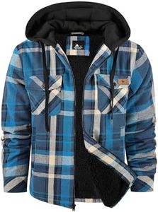 Dekomere Men's Thick Fleece Plaid Jacket Flannel Shirts Sherpa Lined Full Zip Up Hoodie Winter Coat with Pockets