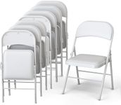 Our Modern Space 8 Pack Leather Chair | Foldable & Stackable | 350 lbs Capacity Steel Frame Seats for Indoor or Outdoor | Commercial Use Events Wedding Party Events Bulk Picnic Kitchen Dining - White