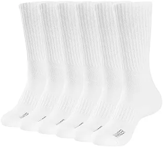 WANDER Men's Running Crew Socks 6 Pairs Cotton Athletic Socks for Men Cushion Half Performance Socks 8-12