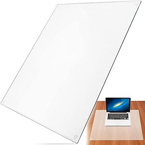 IMPRESA 19 x 24 Inches Tempered Glass Desk Mat for Desktop Computers, Laptops, Keyboard & Computer Monitor, Dry Erase Desk Mat Sturdy Reinforced Glass