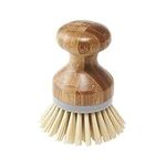 Addis Palm Dish Brush with Natural Bamboo, Natural & Grey, Grey/Wood, 6.7 x 6.7 x 9 cm 517683