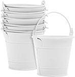 Juvale 6 Pack White Mini Galvanized Buckets with Handles for Party Favors, Wedding Decorations, Easter Centerpieces (3.5 x 3 in)