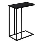 Monarch Specialties I 3761 Accent Table, C-Shaped, End, Side, Snack, Living Room, Bedroom, Metal, Laminate, Black, Contemporary, Modern