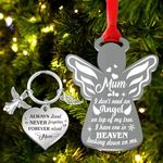 HOWAF Christmas Memorial Baubles Ornaments, Christmas Memorial Angel Baubles Mirror Acrylic Mum Memorial Christmas Bauble Remember Mum Memorial Christmas Keyring Gifts Christmas Tree Decorations