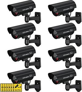 Macarrie 8 Pcs Fake Camera Dummy Security Camera Realistic Dummy Camera Plastic Fake Video Camera CCTV Surveillance System with Motion LED Light for Home Outdoor Indoor, No Battery Included (Black)