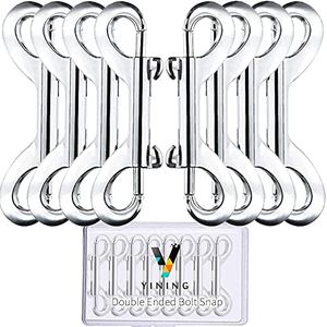 Double Ended Bolt Snap Hook 8 Set 3.5" Heavy Duty Zinc Alloy Trigger Chain Clips Nickel Plated Metal Key Holder with Storage Box