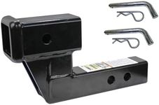 MaxxHaul 50908 Trailer Hitch Riser for 2 Inch Receiver with 4 Inch Rise & Drop with Solid Shaft, with 2 Pack Hitch Pins