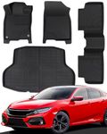 CreekT 4 PCS for Honda Civic Floor Mats 2021 2020 2019 2018 2017 2016, Full Set for Honda Civci Sedan All Weather Floor Mats Trunk Cargo Liner 2016-2021 10th Gen Accessories