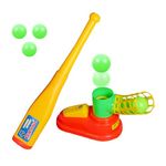 Toyshine Automatic Plastic Pitcher Game, Unbreakable, Includes 1 Bat, 3 Balls (Multicolor)