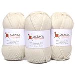 100% Pure Wool Yarn Superwash Set of 3 Skeins (150 Grams) DK Weight - Sourced Directly from Peru - Heavenly Soft and Perfect for Knitting and Crocheting (Alabaster White)