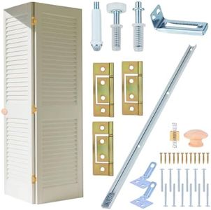 Bifold Closet Door Hardware Kit with 60" Tracks (2 × 30"), Lashow Complete Set for 4 Doors with Brackets, Pivots & Guide Wheels, for Bi-fold Closet Door Hardware Used.