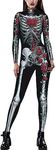 Happiness0401 Halloween Skeleton Costume,Women Halloween Skeleton Bone Adult Cosplay Costume Fancy Dress Outfit Jumpsuit (XL for UK 12-14, Rose)