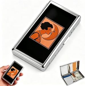 Vintage Art Deco Moon Lady Stainless Steel Cigarette Card Case