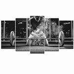 LevvArts - 5 Piece Black and White Canvas Wall Art Weightlifting Pictures Sportsman Muscular Weightlifter Paintings on Canvas Framed and Stretched for Gym Decorations Home Decor Ready to Hang