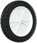 Shepherd Hardware 9615 10-Inch Semi-Pneumatic Rubber Replacement Tire, Plastic Wheel, 1-3/4-Inch Diamond Tread, 1/2-Inch Bore Offset Axle,White