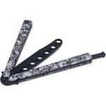 JIUAI Butterfly Knife Trainer, Folding Steel Metal Balisong Training Knife Tool for CS GO Lovers，Unsharpened Blade 100% Safe for Practicing Flipping Trick, Beginners (1 Pack,Skull Gray)