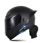 RQTEUYE Bluetooth Modular Motorcycle ECE Approved, Dual Visor Double Flip-Up Full Face Helmet Built-in Dual Speaker with Waterproof Bluetooth, for Adult Men Women (21.6-24.4in)