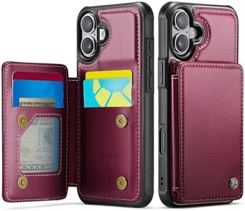 Vinich for iPhone 17 Wallet Case with Card Holder, RFID Blocking Credit Slots Kickstand Shockproof Phone Cover Fit for iPhone 17 6.3" Wine Red